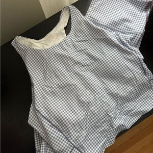 Lavender and White Gingham Pilates set from Rhône